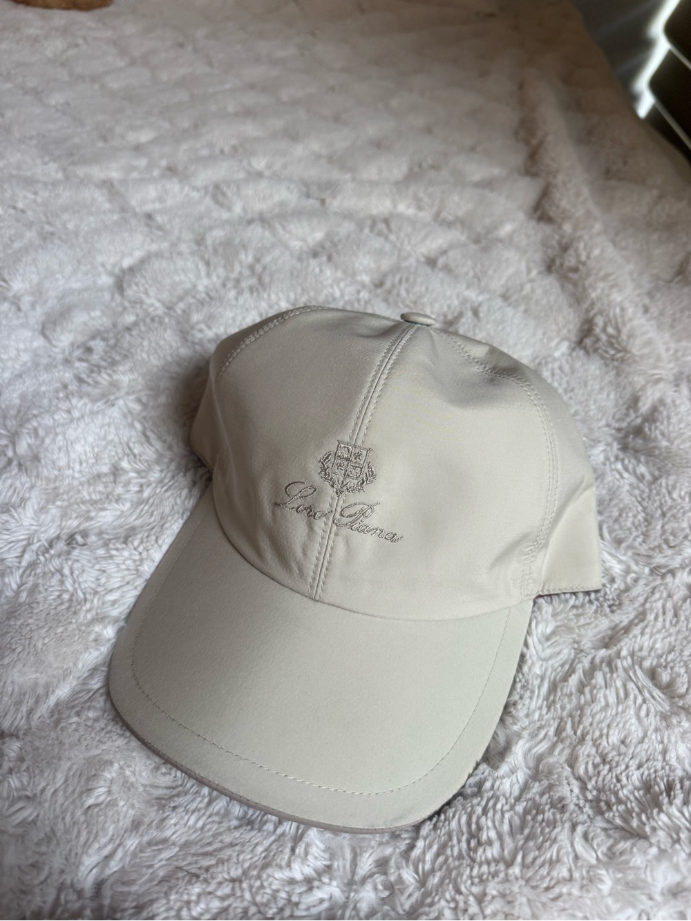 Loro Piana Beige Baseball Cap with Burgundy Trim